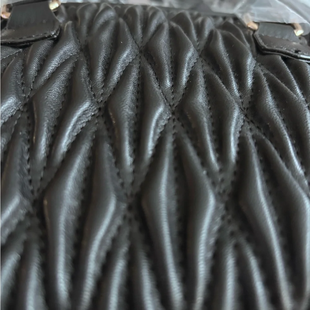 NWT VALENTINO ORLANDI Goth Black Quilted Textured Satchel w/ Crossbody Strap